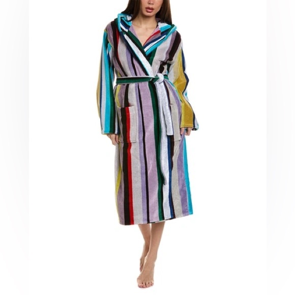 NWT Missoni Home Chase Striped Cotton Hooded Bath Robe Size L